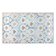 Crystal Art Gallery My Magic Carpet Washable Area Rug- Leilani Damask Beige Blue 3 x 5 ft