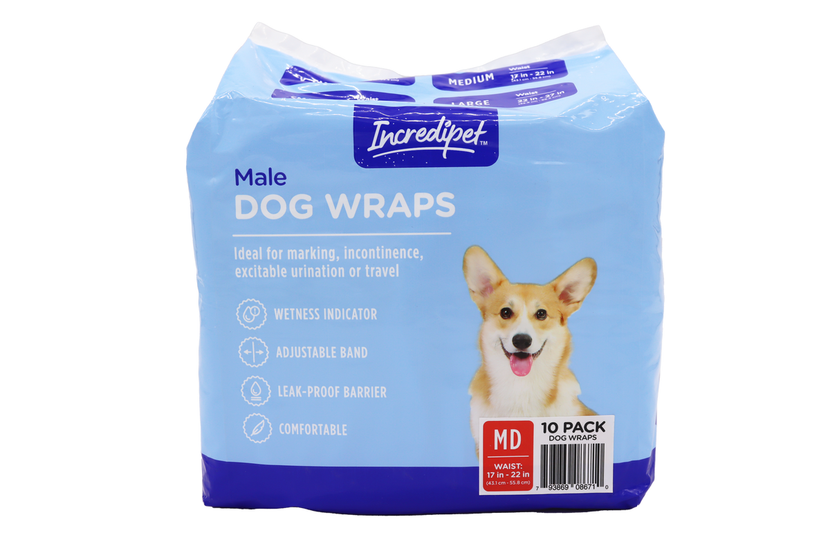 Incredipet Medium Disposable Male Dog Wraps 10 pk