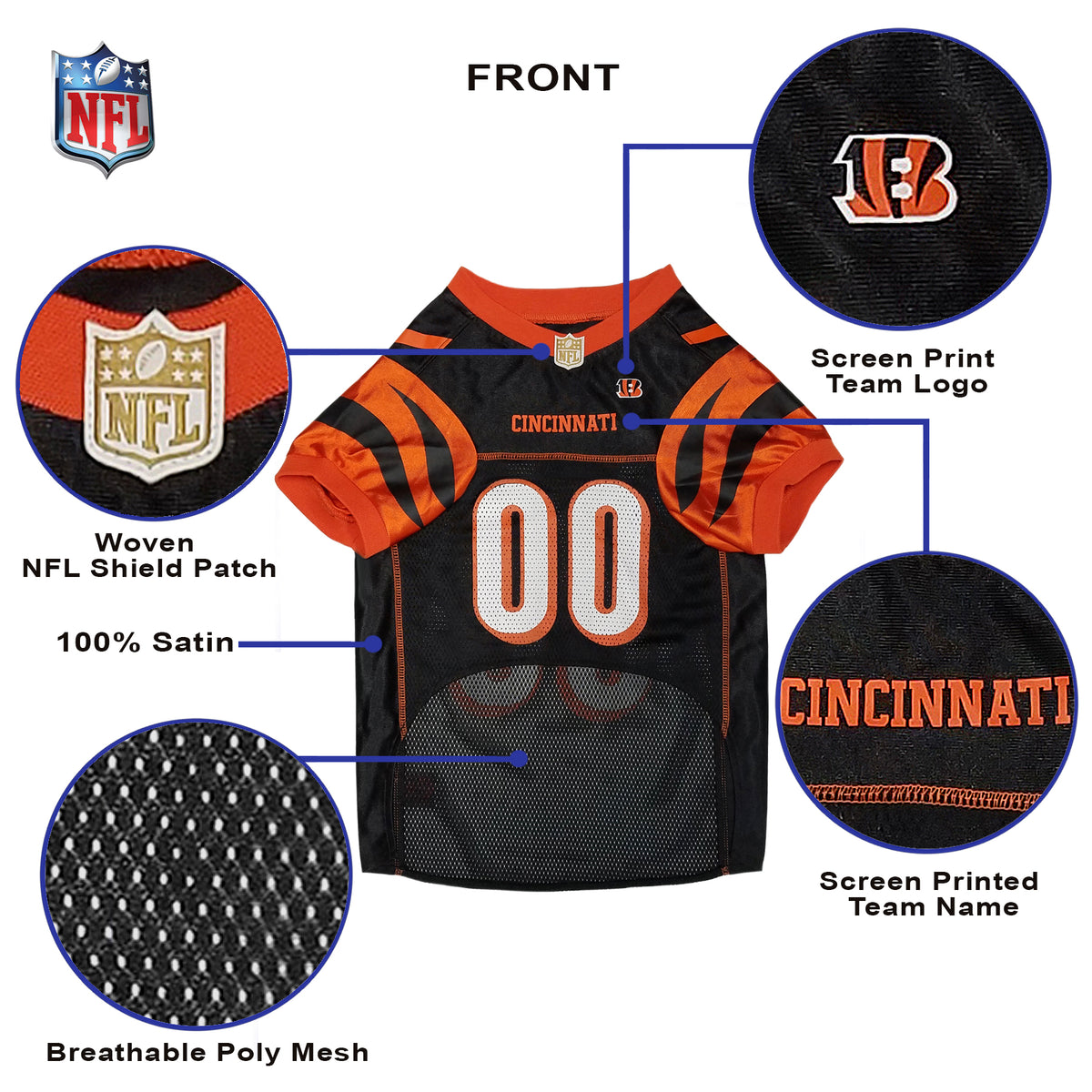 Pets First Cincinnati Bengals Mesh Dog Jersey
