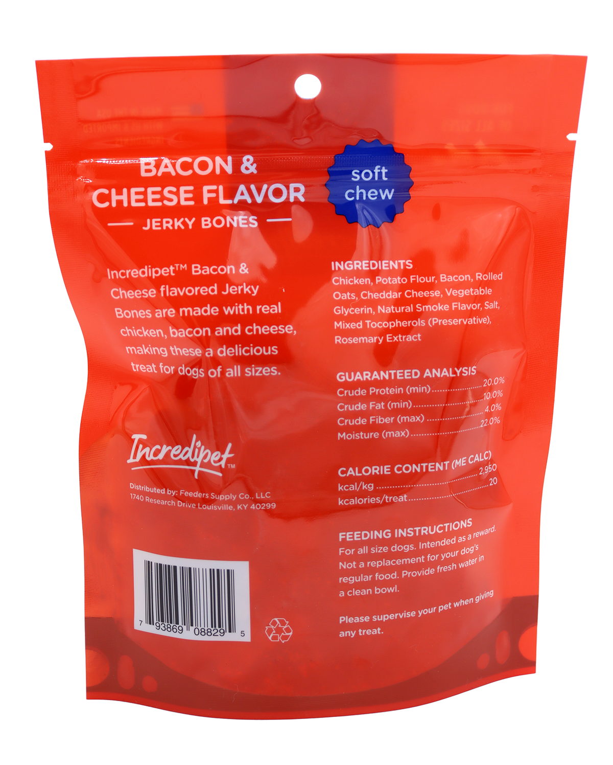 Incredipet Bacon & Cheese Flavored Jerky Bones Dog Treats 6 oz