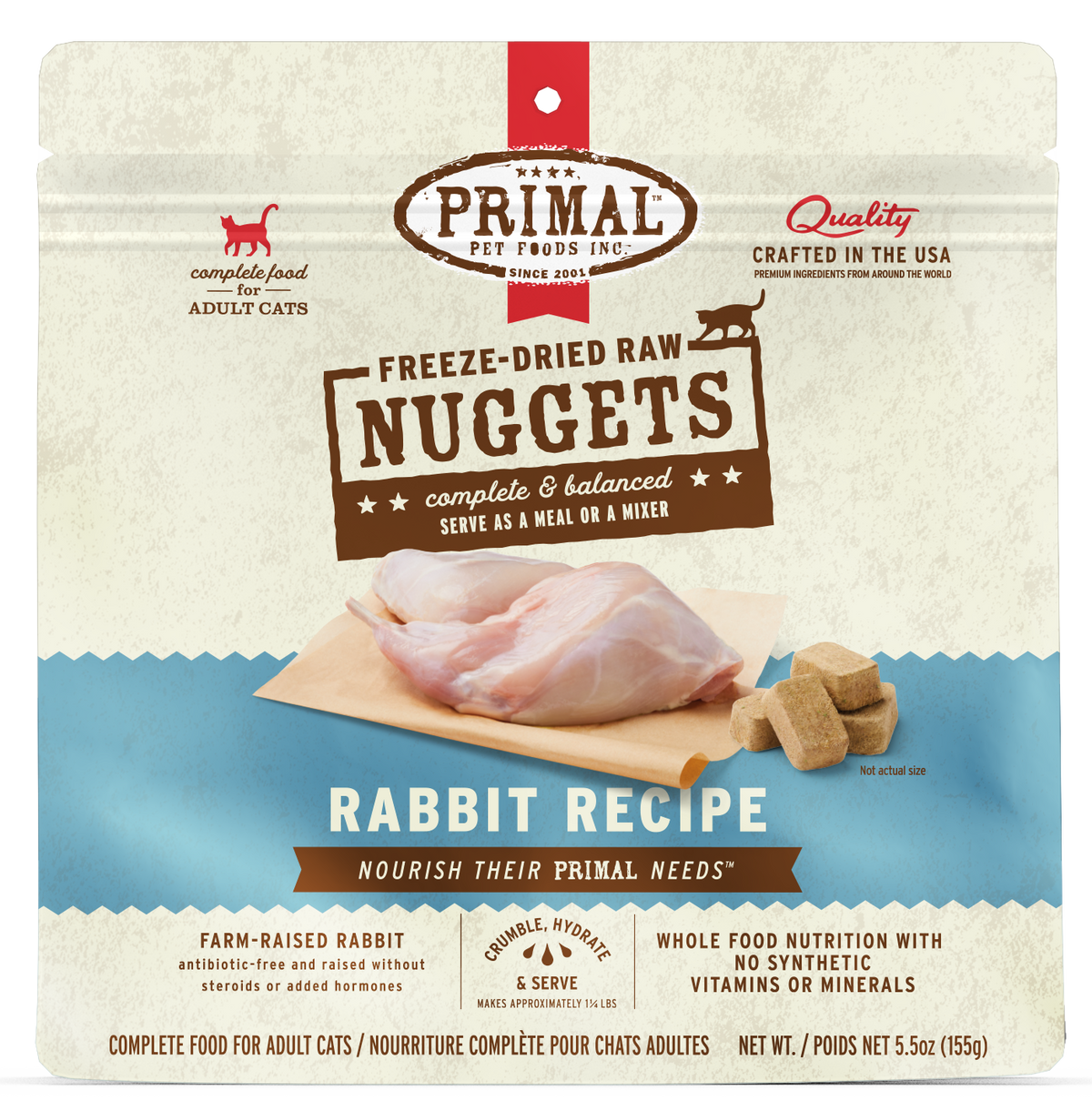 Primal Freeze-Dried Nuggets Rabbit Formula Grain-Free Raw Cat Food 5.5 oz