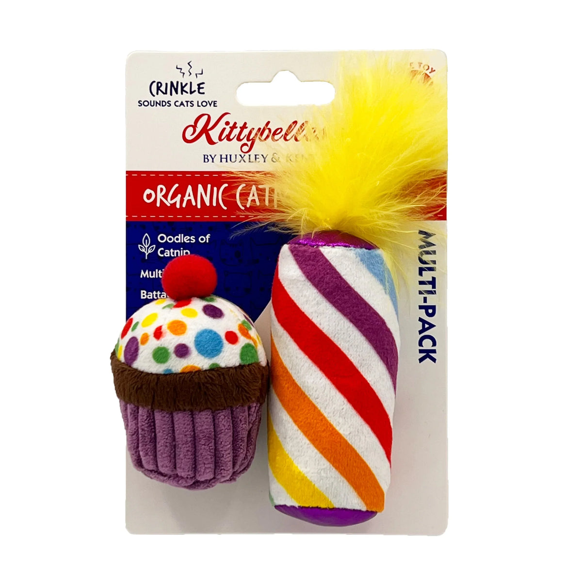 Huxley & Kent Birthday Me-Wow Cupcake & Candle Cat Toys 2 pk