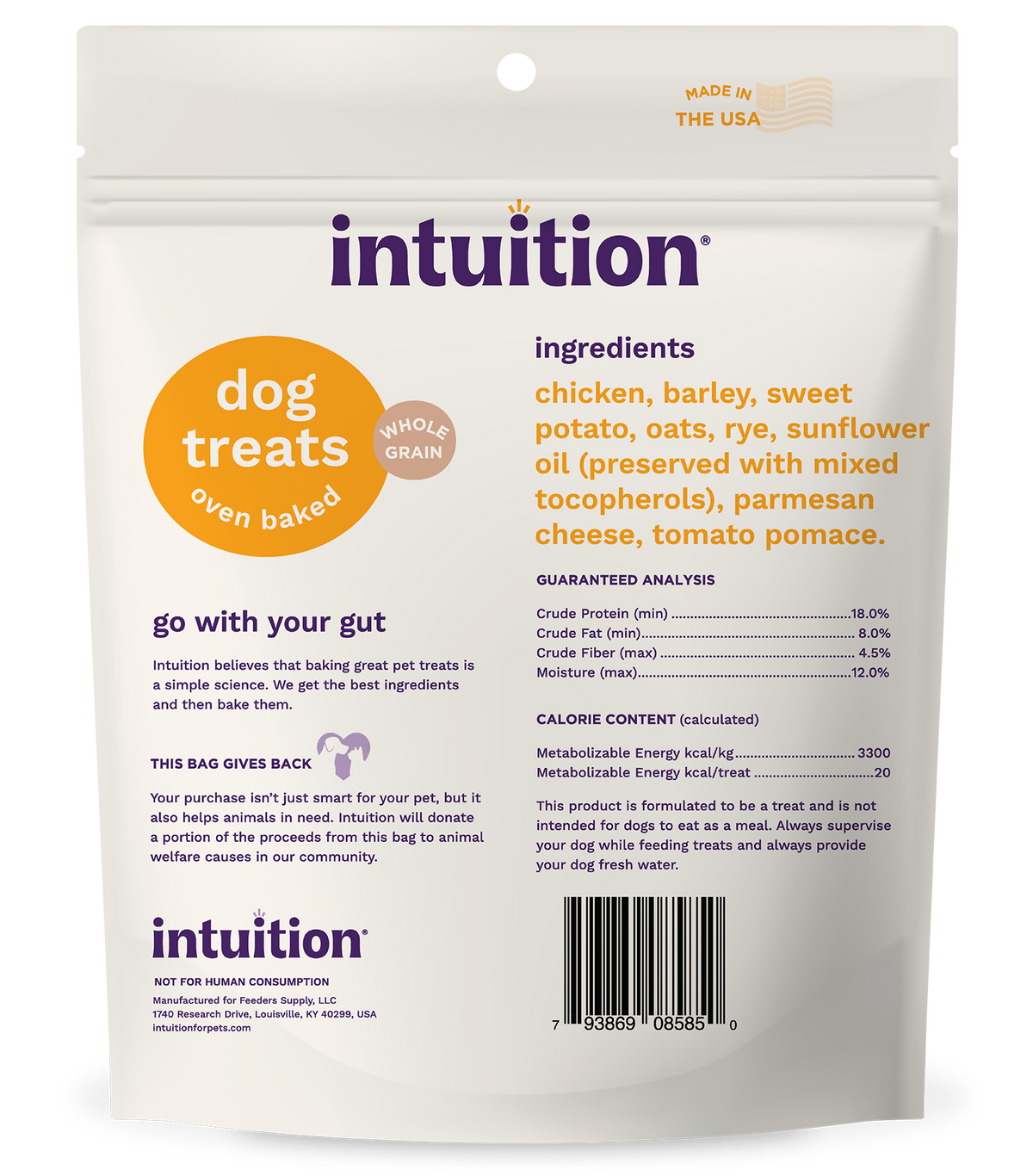 Intuition Oven Baked Dog Treats with Chicken & Parmesan 8 oz