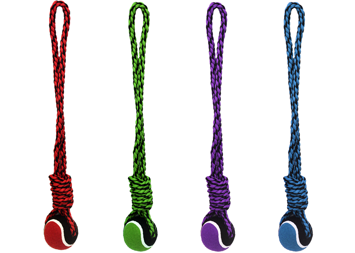 Incredipet Rope Tug with Tennis Ball, Assorted 19 in