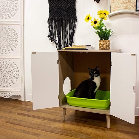 Penn Plax Double Door Woodgrain Cat Litter Box Cabinet
