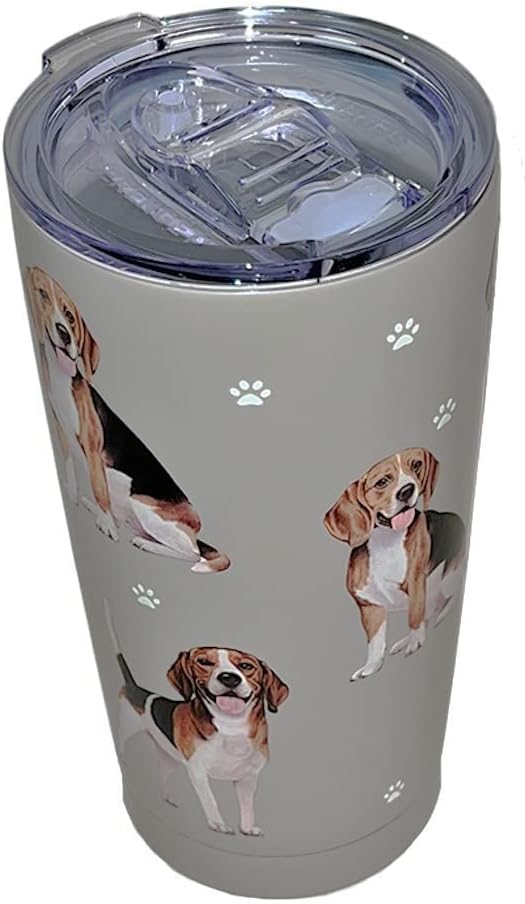 E & S Imports Serengeti Beagle Stainless Steel, Vacuum Insulated Tumbler with Spill Proof Lid 20 oz