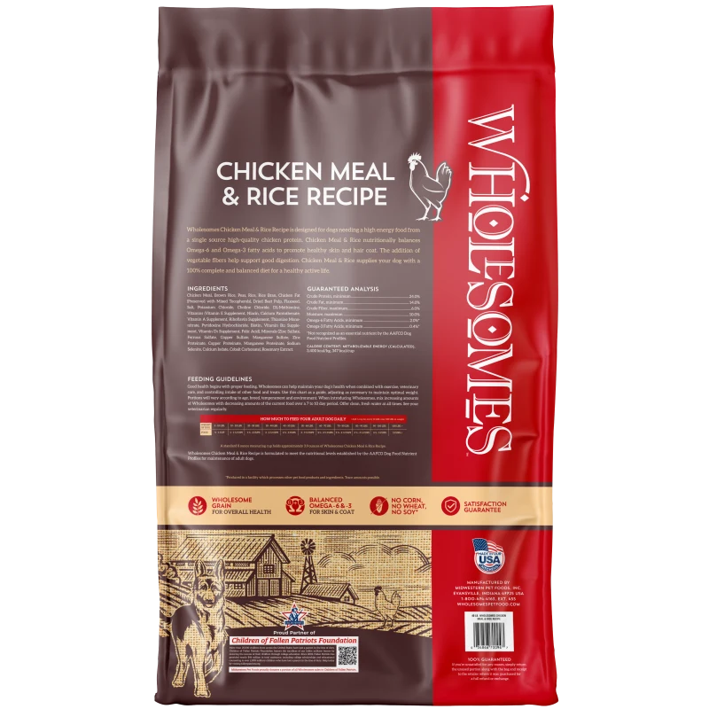 Wholesomes Chicken Meal & Rice Recipe Dry Dog Food 40 lb