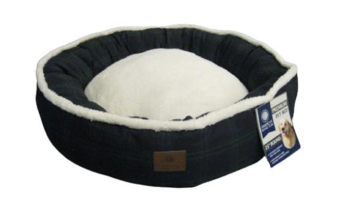 Akc Green Plaid Round Pet Bed 25 in