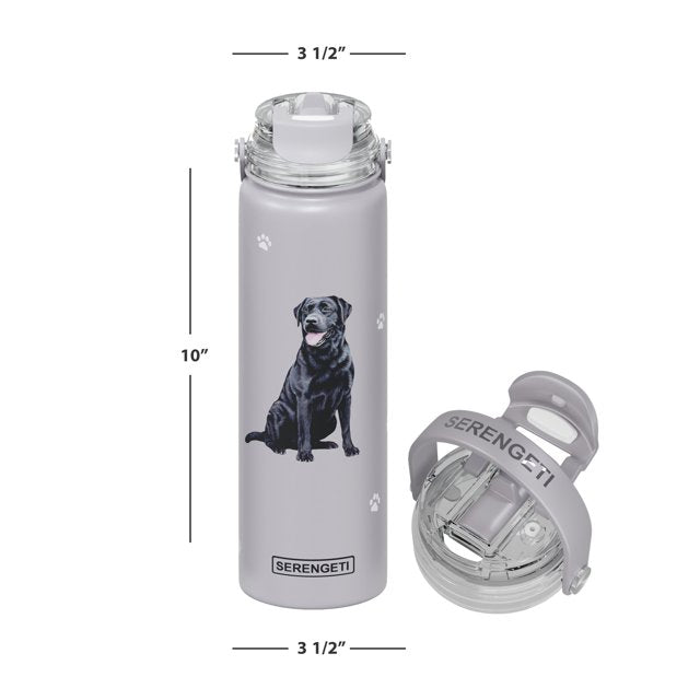 E & S Imports Serengeti Black Labrador Stainless Steel Water Bottle 24 oz