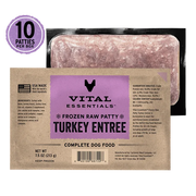 Vital Essentials Frozen Raw Turkey Recipe Dog Food Patties 10 ct