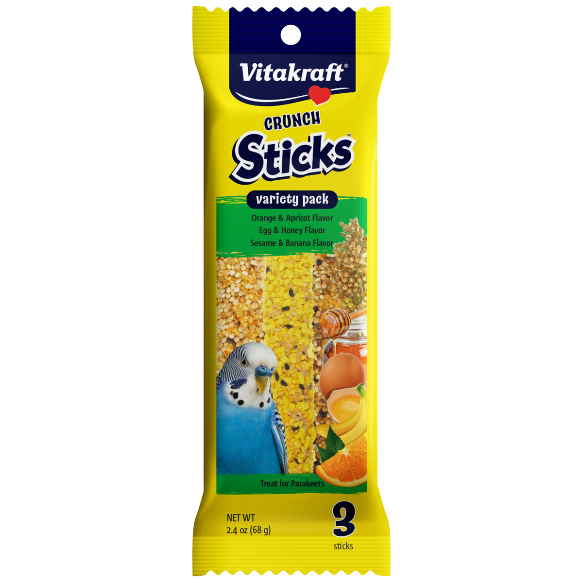 Vitakraft Tropical Fruit Crunch Sticks Variety Pack for Parakeets 3 pk