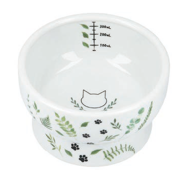 Necoichi Go Green Raised Cat Porcelain Water Bowl 10 oz