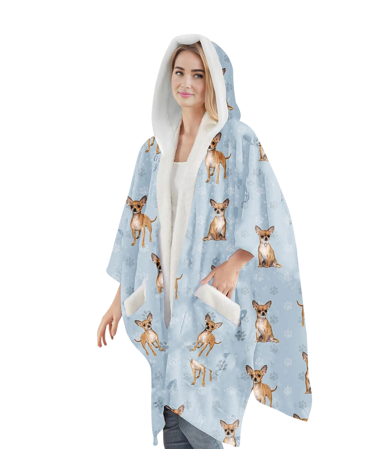 E & S Imports Tan Chihuahua Snuggs Wraps Blanket Hoodie