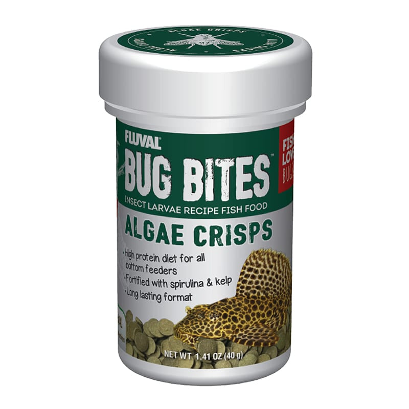Fluval Bug Bites Algae Crisps Fish Food for Bottom Feeders 1.41 oz