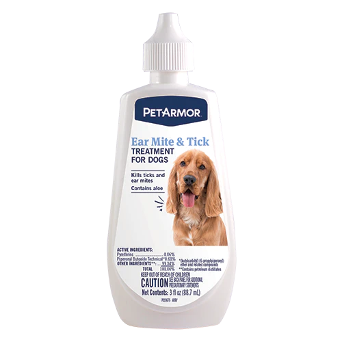 Petarmor Ear Mite & Tick Treatment for Dogs 3 oz