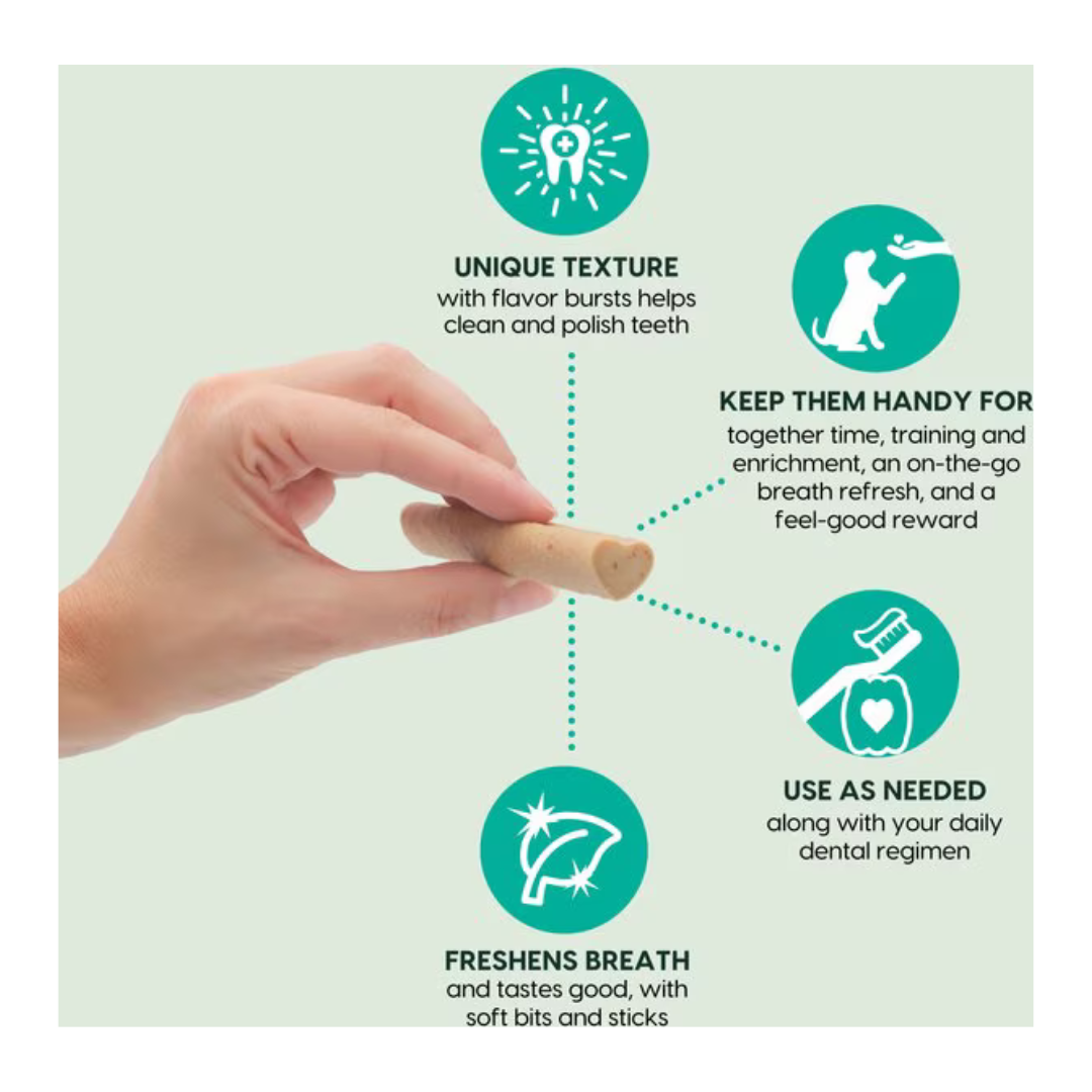 Ark Naturals Breath Bursts Peppermint Sticks Medium/Large Dental Dog Treats 6 oz