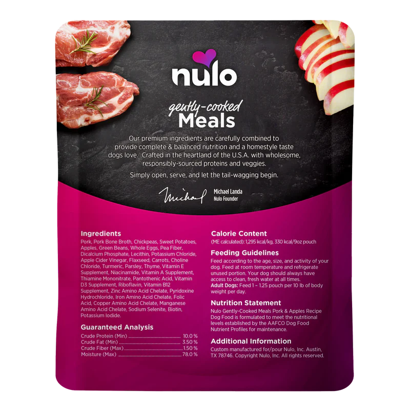 Nulo Gently-Cooked Meals Pork & Apple Recipe Adult Dog Food