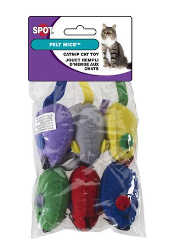 Spot Ethical Pet Felt Mice With Catnip Toys 6 pk