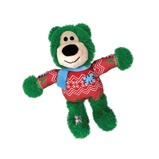 Kong Holiday Wild Knots Bear Plush Dog Toy, Assorted 9 in