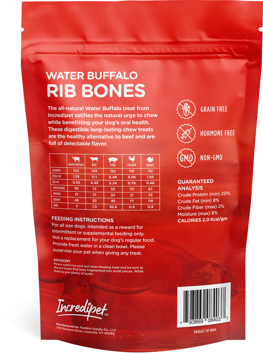 Incredipet Buffalo Rib Bones Dog Chew 2 pk