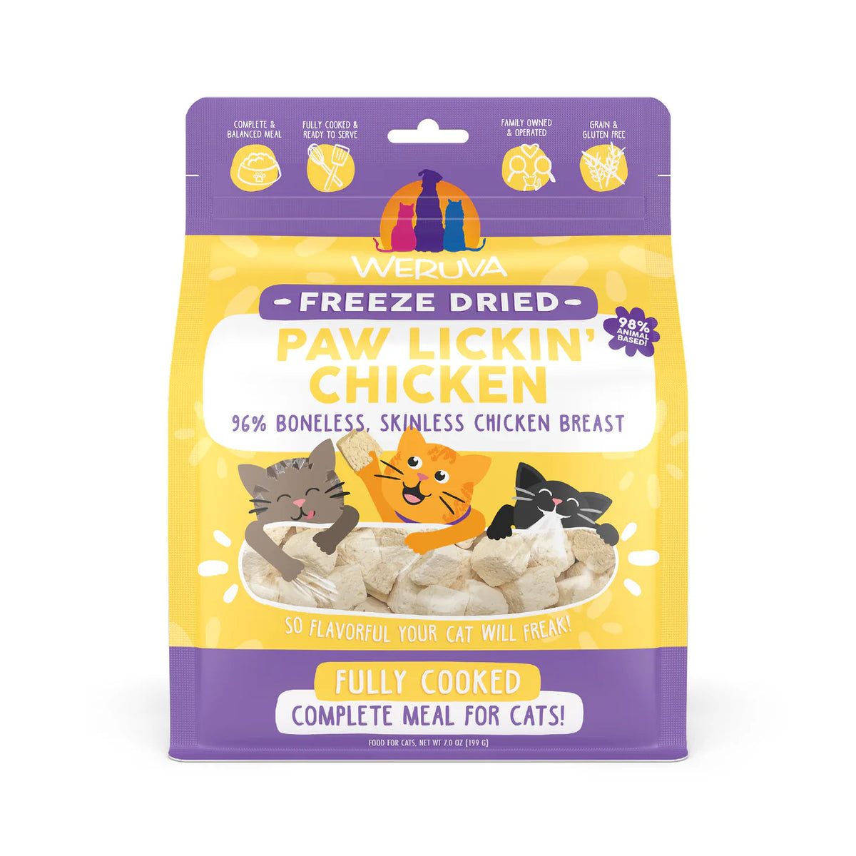 Weruva Freeze Dried Paw Lickin' Chicken Fully Cooked Complete Meal for Cats