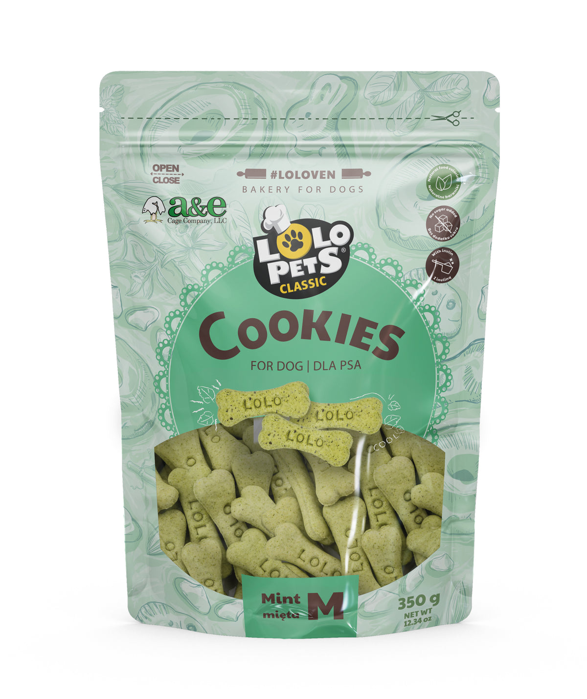 A&E Lolo Pets Classic Medium Bone Shaped Mint Flavored Dog Biscuit Treats
