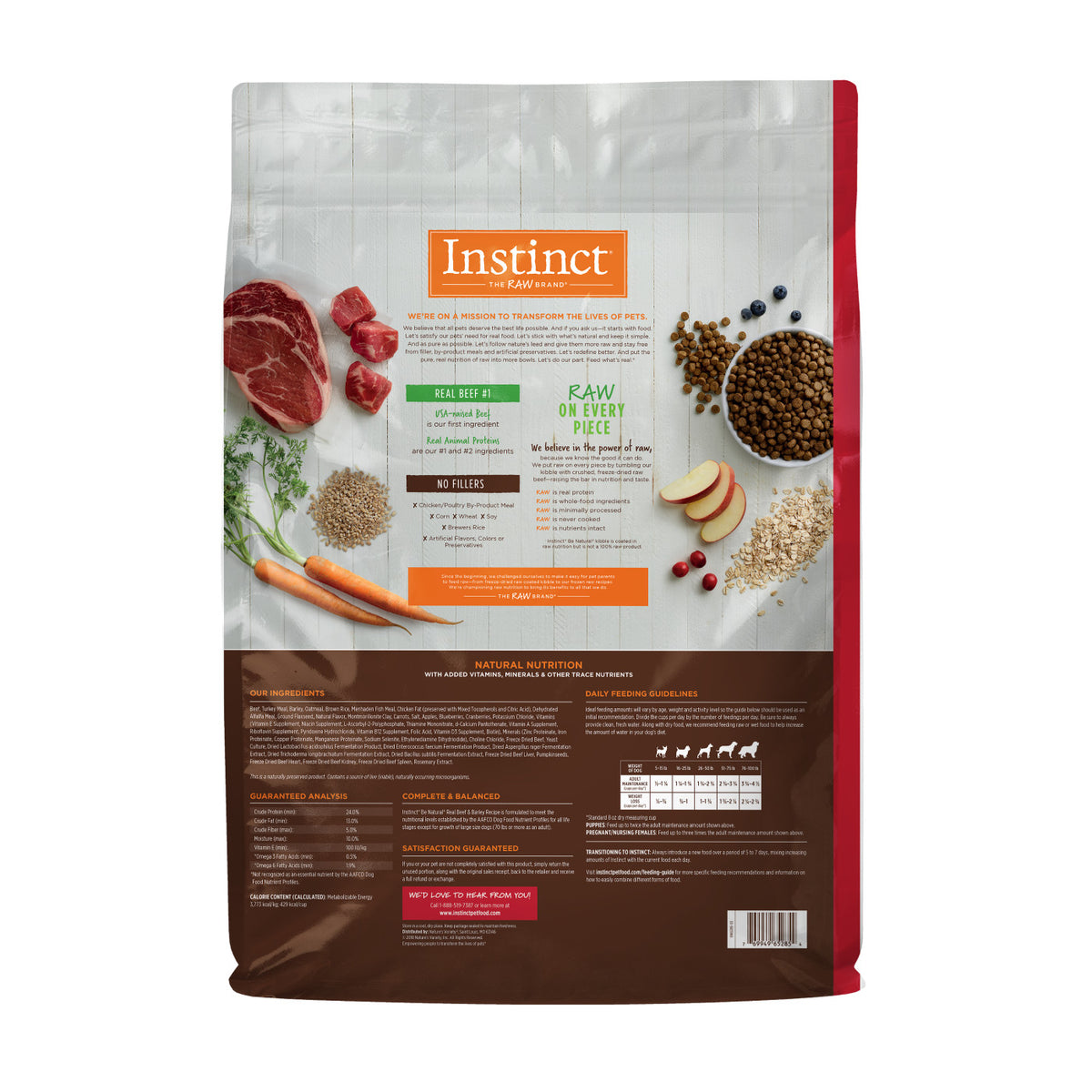 Instinct Be Natural Real Beef & Barley Recipe Freeze-Dried Raw Coated All Life Stage Dry Dog Food