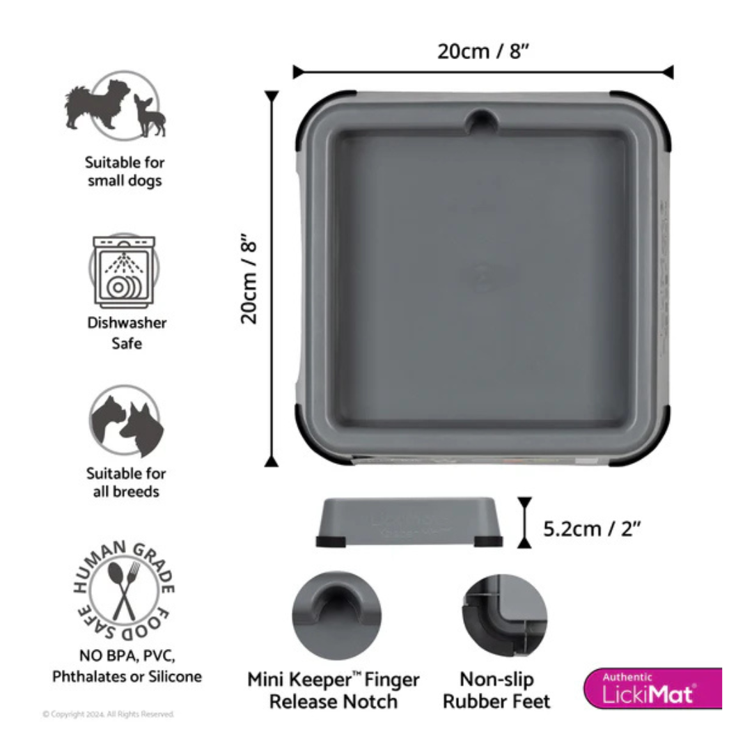 Lickimat Grey Mini Keeper Dog Slow Feeder
