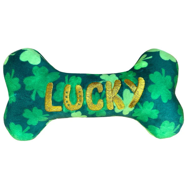 Huxley & Kent St. Patrick's Day Lucky Charm Bone Plush Dog Toy 8.5 in