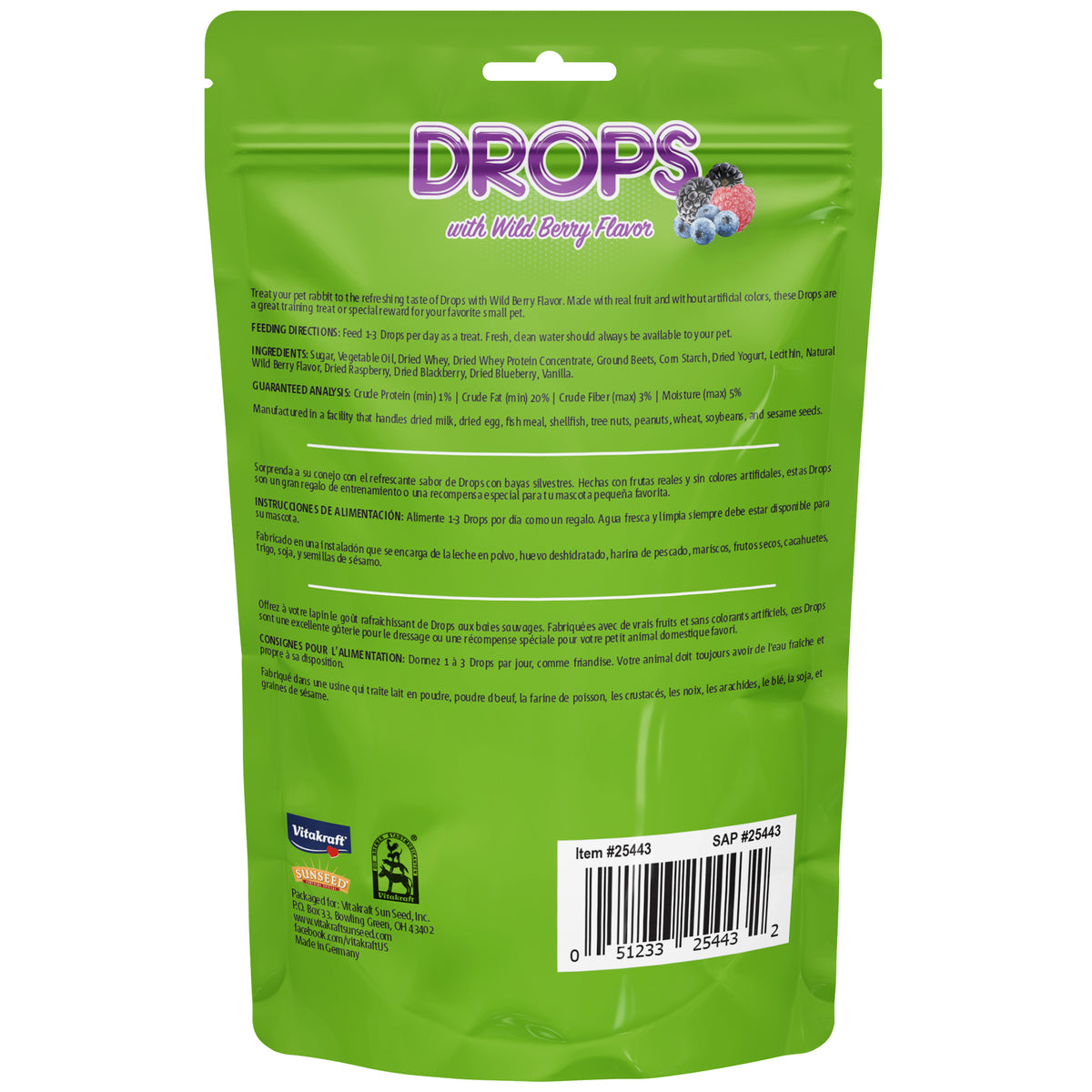 Vitakraft Drops With Wildberry Flavor Rabbit Treats 5.3 oz