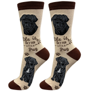 E & S Imports Life is Better With a Black Pug Socks