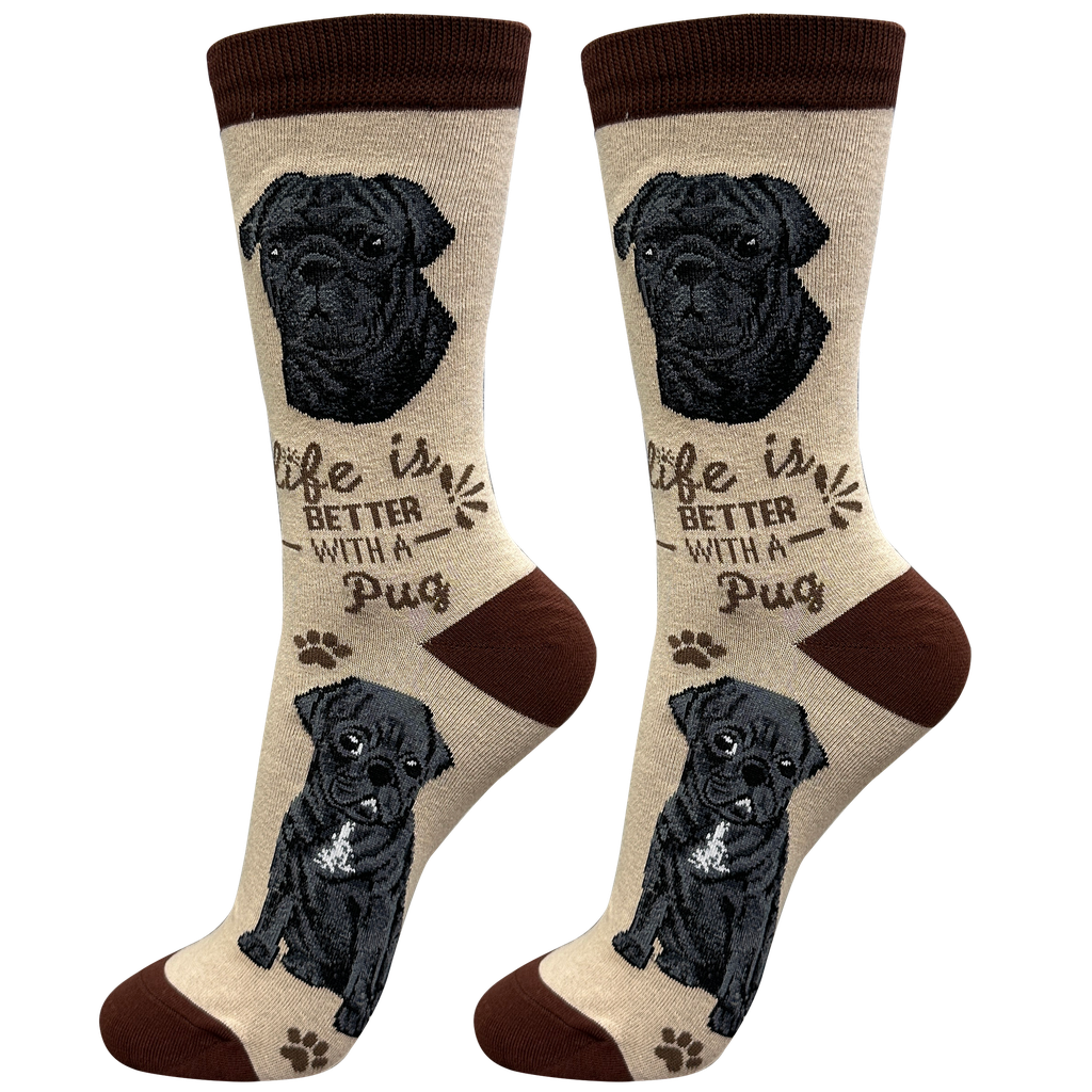 E & S Imports Life is Better With a Black Pug Socks