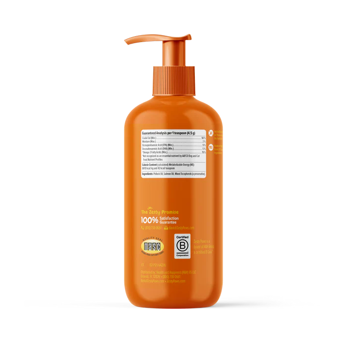 Zesty Paws Wild Alaskan Omega-3 Blend Pollock & Salmon Oil Skin & Coat Supplement for Dogs & Cats 16 oz