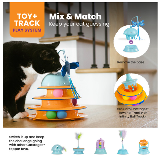 Catstages Electronic Flutter Dome Cat Toy and Cat Ball Track Topper