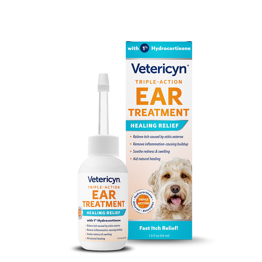 Vetericyn Triple-Action Ear Treatment with 1% Hydrocortisone for Dogs & Cats 1.5 oz