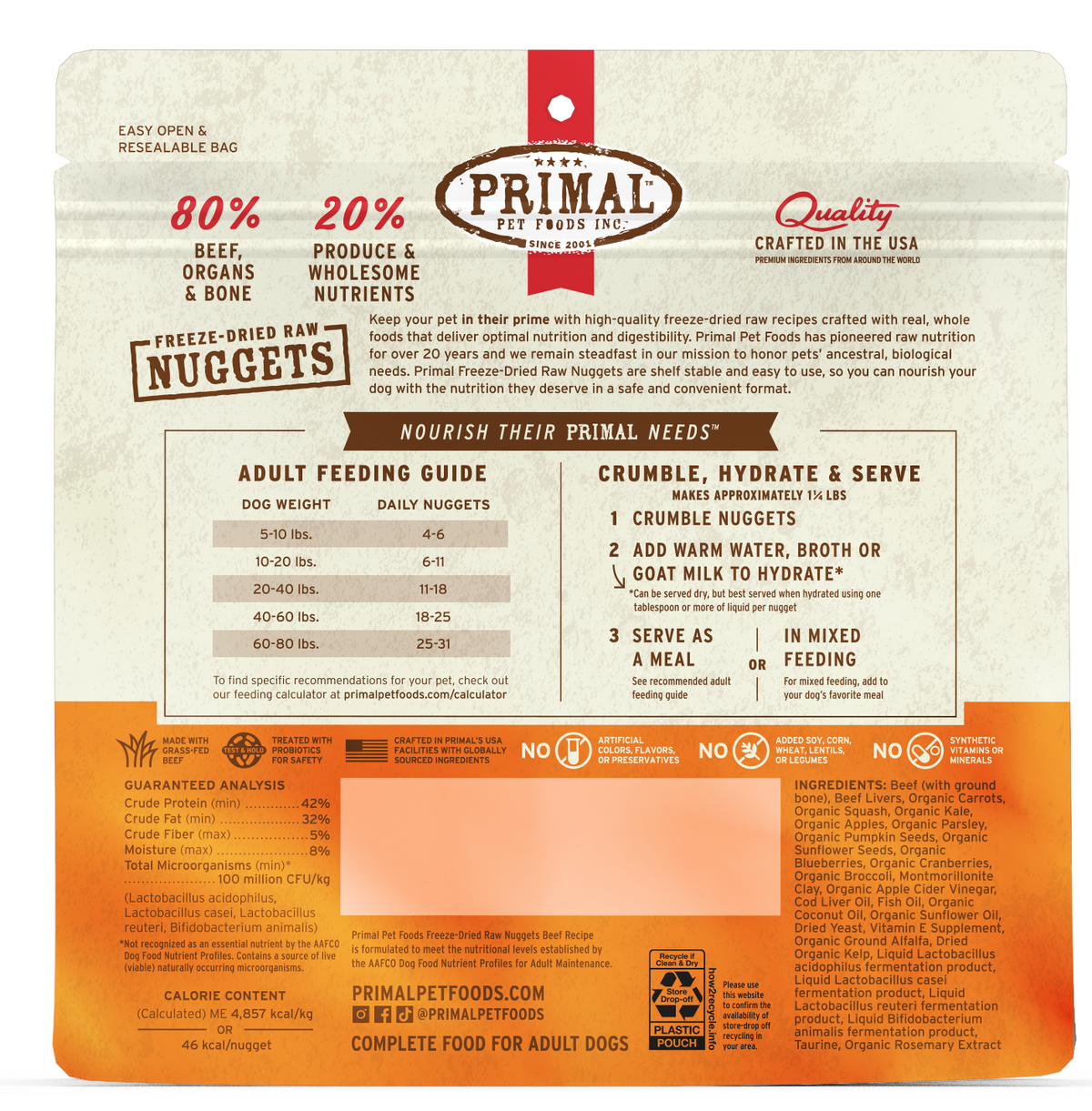 Primal Beef Formula Nuggets Grain-Free Freeze-Dried Dog Food
