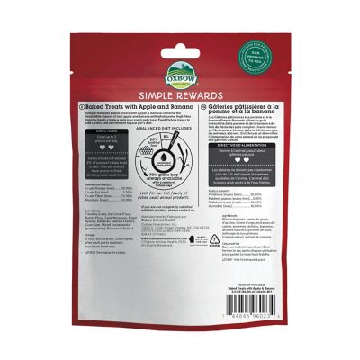 Oxbow Animal Health Simple Rewards Oven Baked Apple & Banana Treats 3 oz