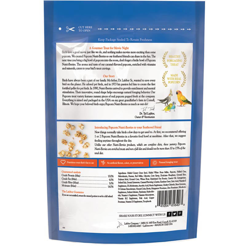 Lafeber's Cockatiel Popcorn Nutri-Berrie Treats 4 oz