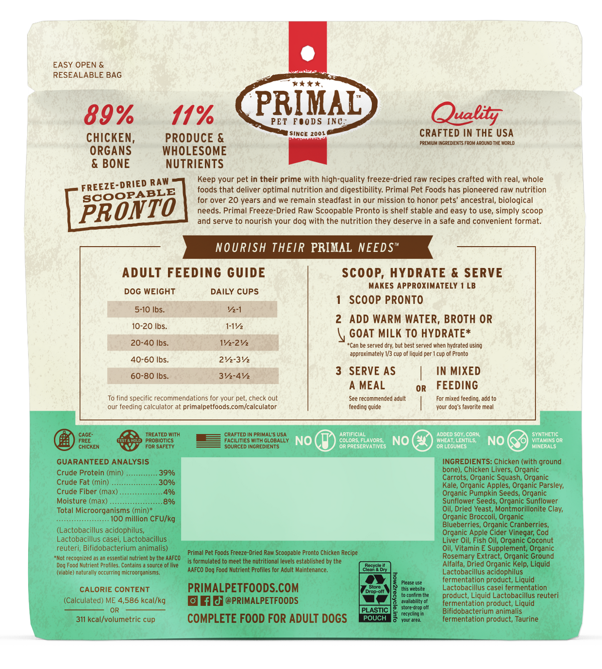 Primal Raw Pronto Chicken Recipe Freeze-Dried Dog Food 7 oz