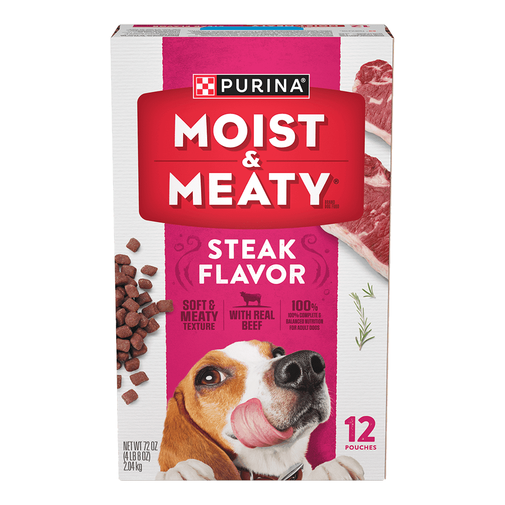 Purina Moist & Meaty Steak Flavor Soft Dog Food 12 pk
