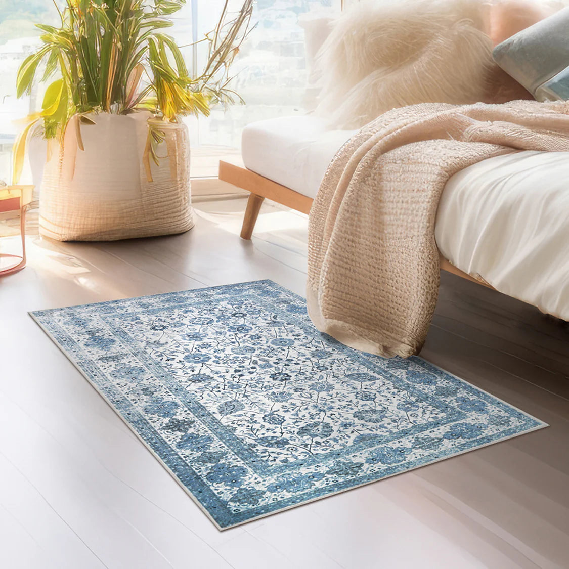 Crystal Art Gallery My Magic Carpet Washable Area Rug- Lerik Blue 3 x 5 ft