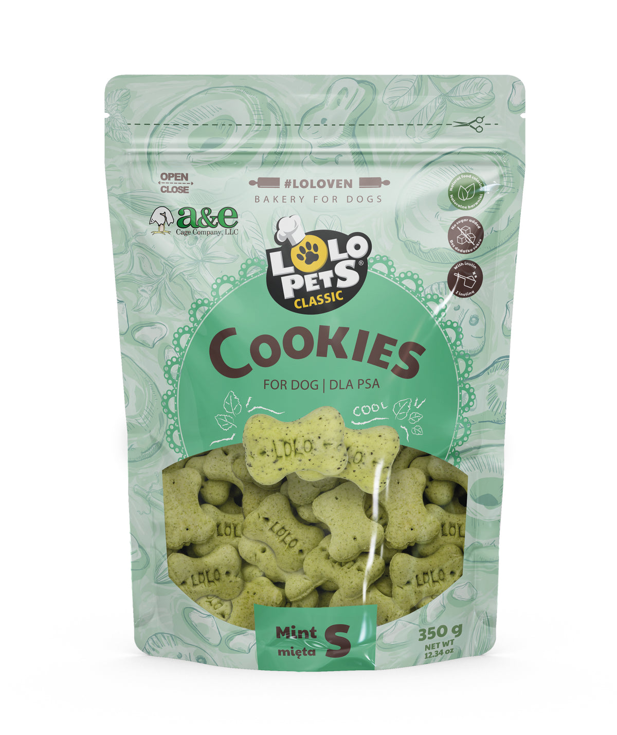 A&E Lolo Pets Classic Small Bone Shaped Mint Flavored Dog Biscuit Treats