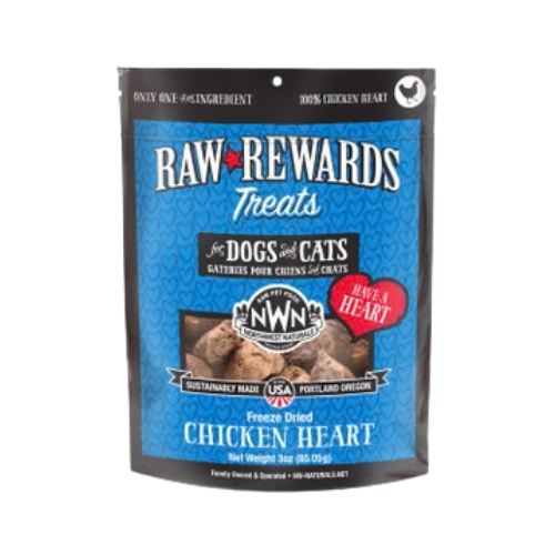 Northwest Naturals Raw Rewards Treats Freeze Dried Chicken Heart for Dogs & Cats 3 oz