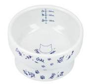 Necoichi Nordic Blue Raised Cat Porcelain Water Bowl 10 oz