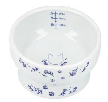 Necoichi Nordic Blue Raised Cat Porcelain Water Bowl 10 oz