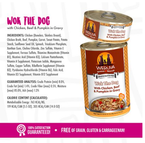 Weruva Wok The Dog With Chicken, Beef, & Pumpkin In Gravy Grain-Free Canned Dog Food