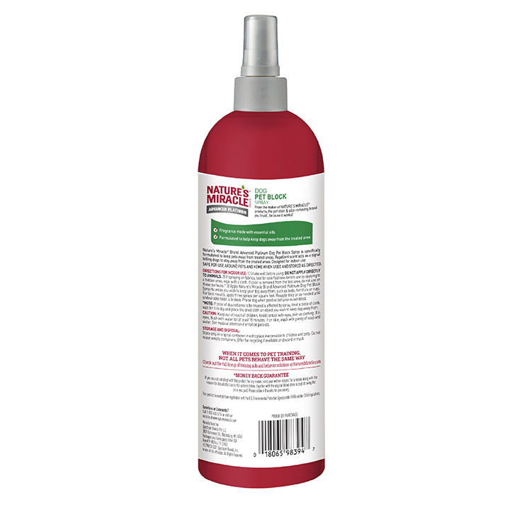 Nature's Miracle Advanced Platinum Dog Pet Block Spray for Indoor Training 16 oz