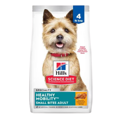 Hill's Science Diet Adult Healthy Mobility Small Bites Chicken Meal, Brown Rice & Barley Recipe Dry Dog Food 4.5 lb