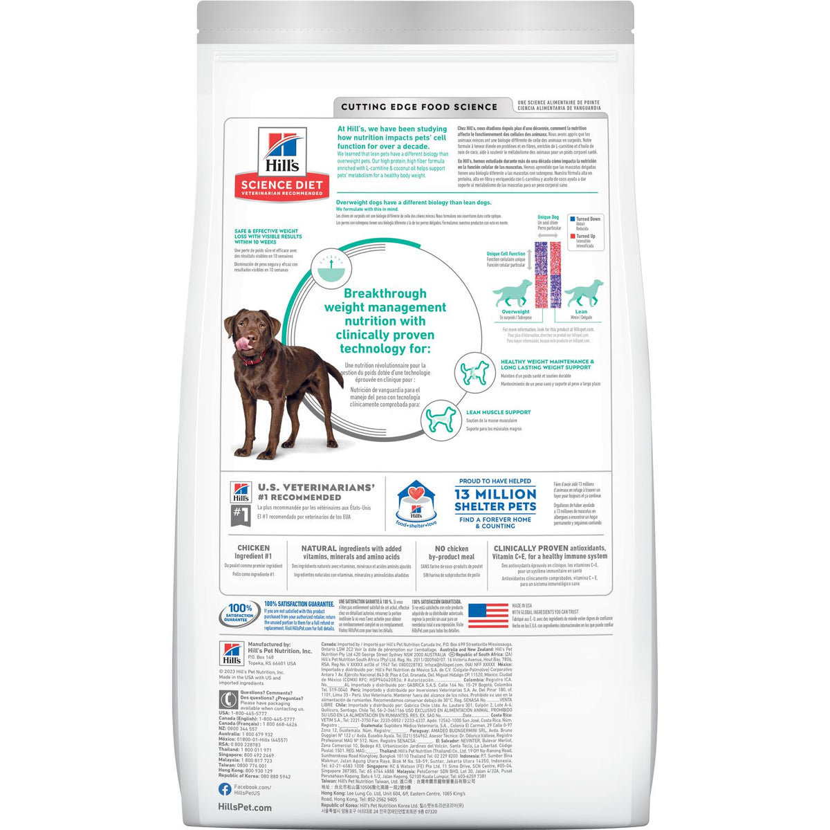 Hill's Science Diet Adult Perfect Weight Large Breed Chicken Recipe Dry Dog Food 25 lb