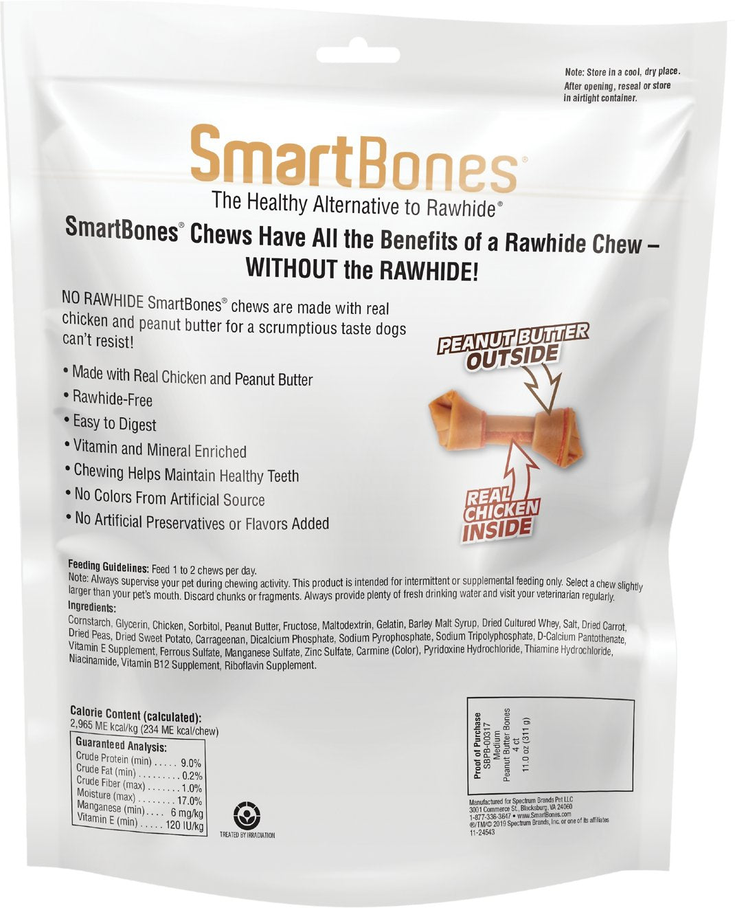 Smartbones Rawhide-Free Peanut Butter Medium Bones For Dogs 4 ct